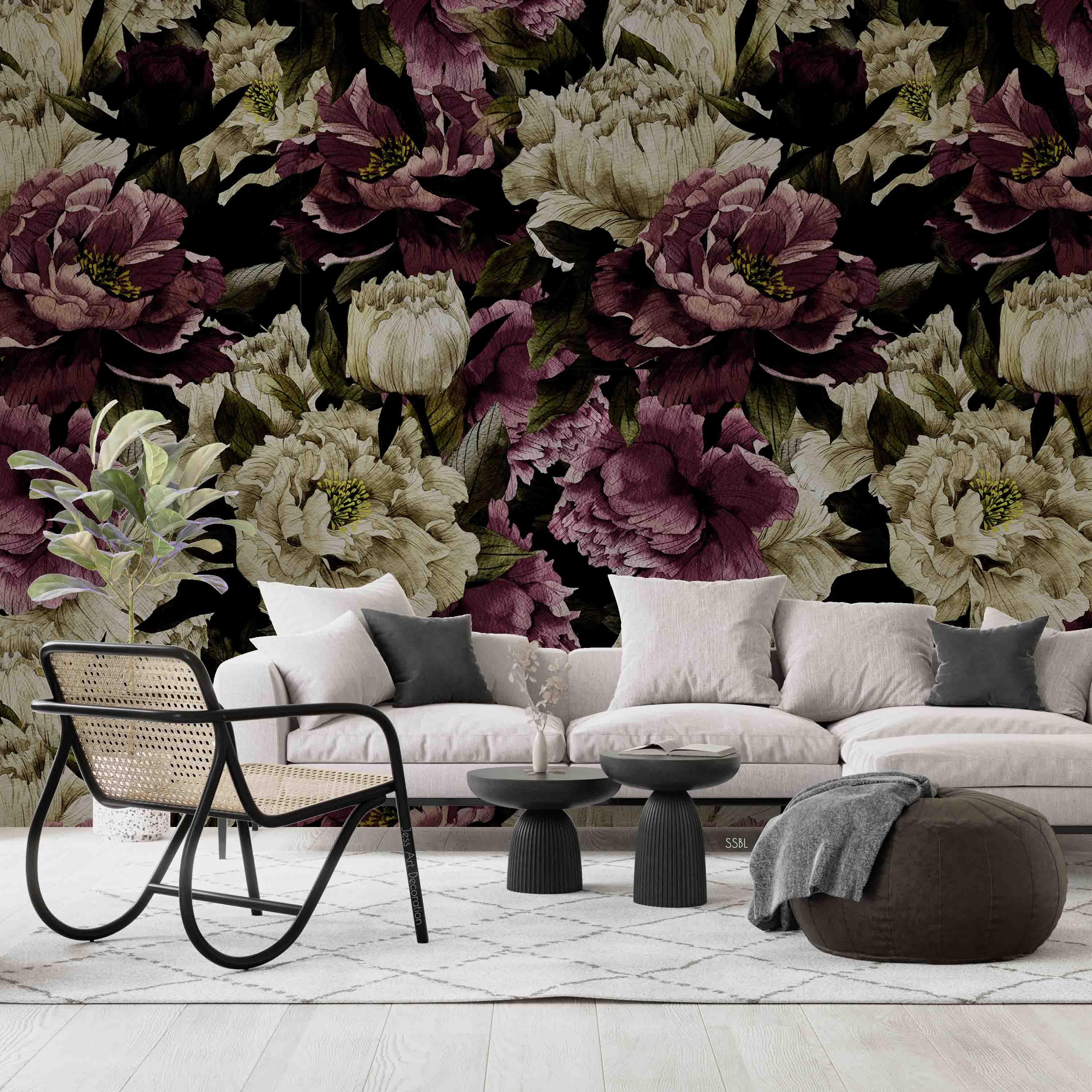 3D Vintage Baroque Art Blooming Peony Background Wall Mural Wallpaper GD 3643- Jess Art Decoration