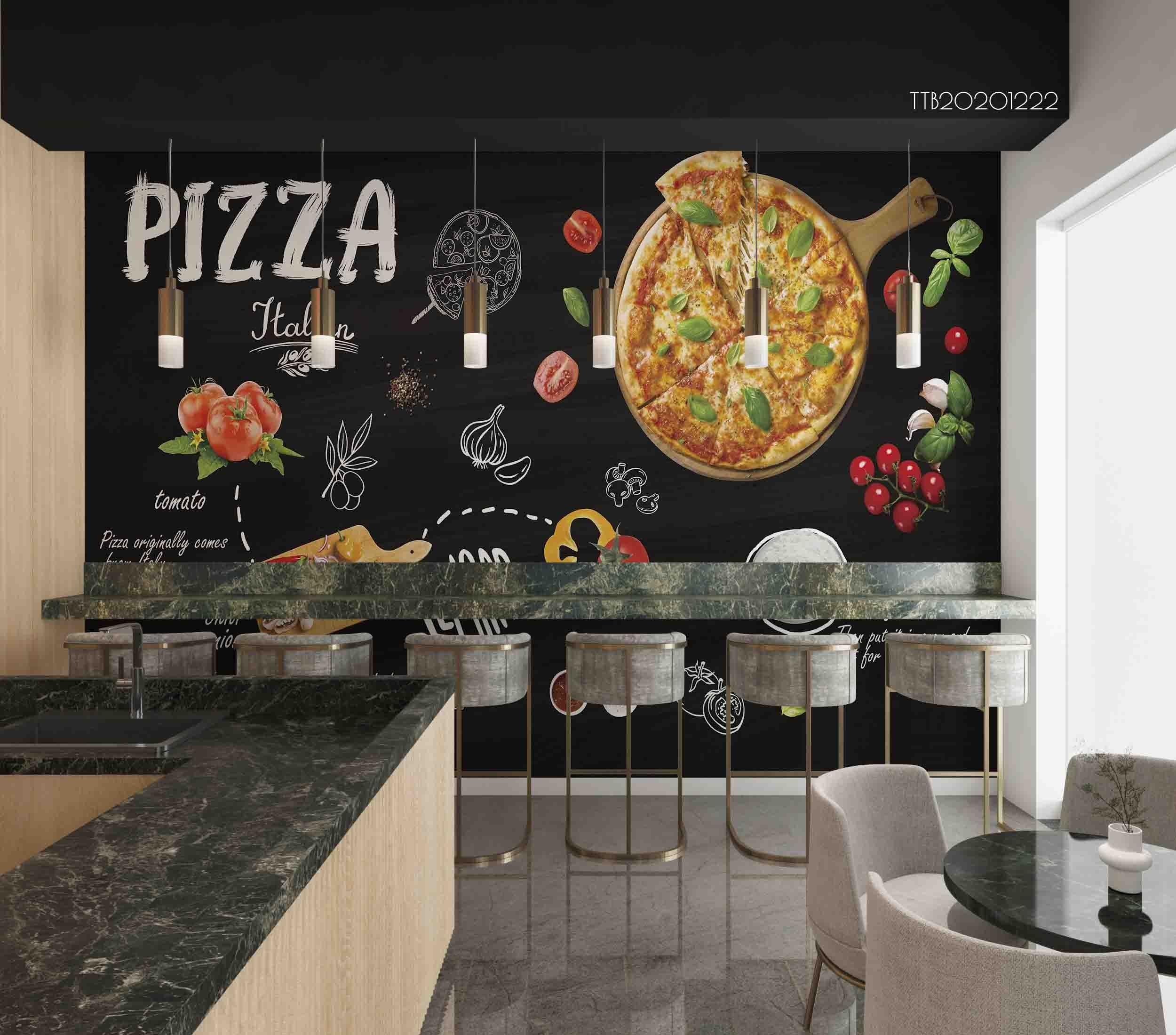 3D Hand Drawn Food Pizza Wall Mural Wallpaper LQH 94- Jess Art Decoration