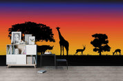 3D Sunset Sky Tree Wild Animal Wall Mural Wallpaper LQH 253- Jess Art Decoration