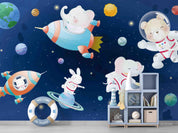 3D Cartoon Space Astronaut Animal Wall Mural Wallpaper LQH 166- Jess Art Decoration