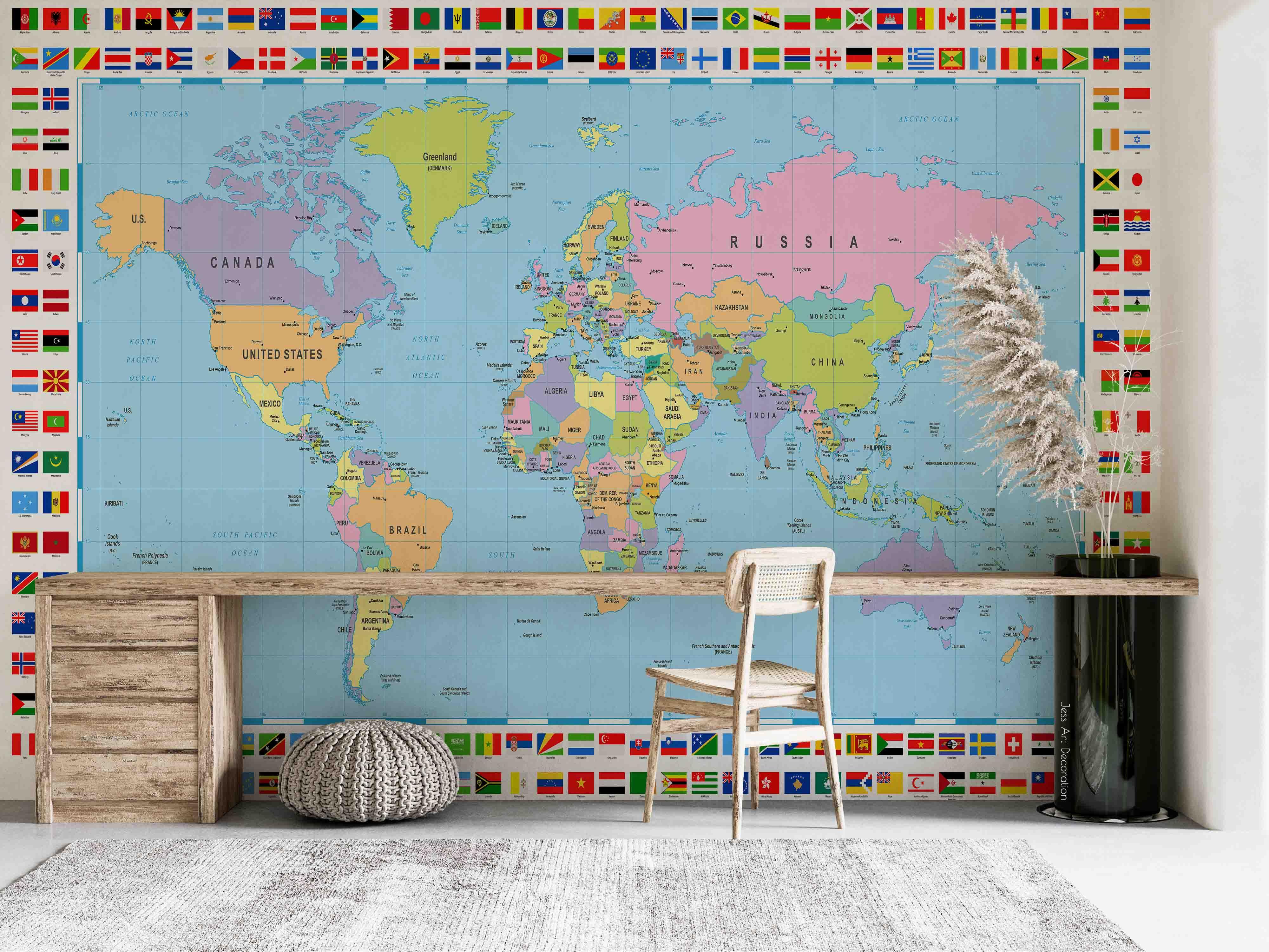 3D World Map Wall Mural Wallpaper sww 156- Jess Art Decoration