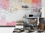 3D Watercolor School Cartoon Wall Mural Wallpaper SWW3600- Jess Art Decoration