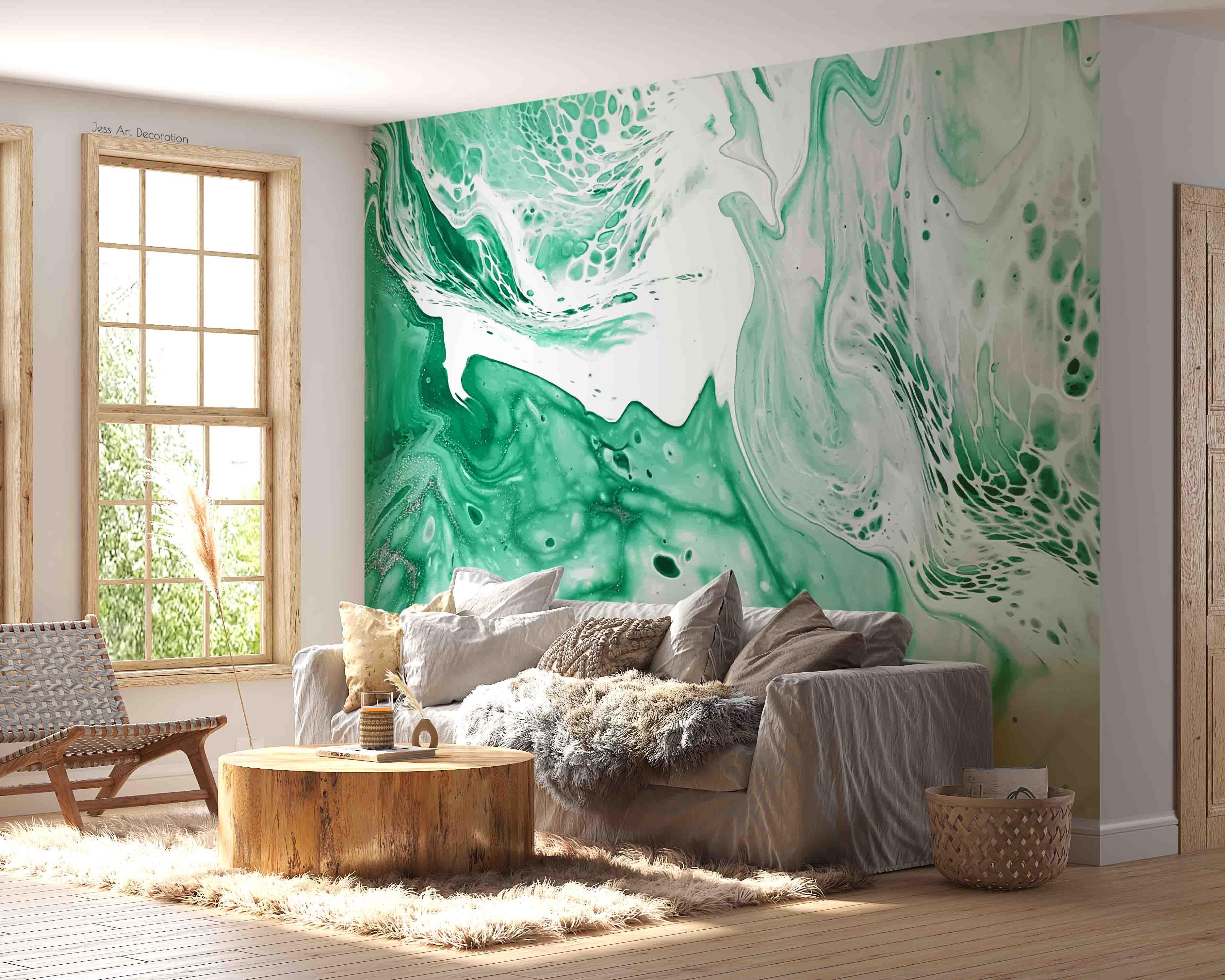 3D Green White Marble Texture Wall Mural Wallpaper GD 2889- Jess Art Decoration
