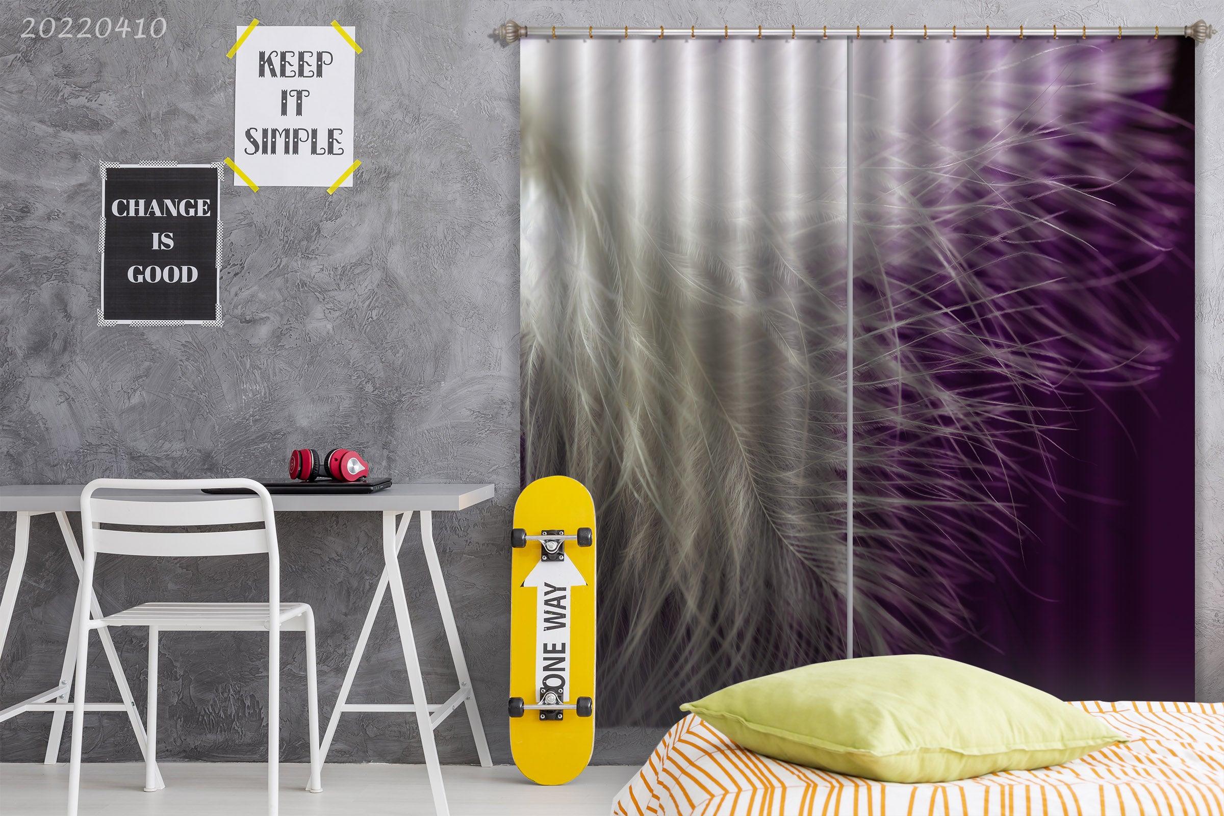 3D Abstract Animal Feather Soft Curtains and Drapes GD 3968- Jess Art Decoration