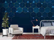 3D Blue Geometric Twinkle Mural Wallpaper SWW 39- Jess Art Decoration
