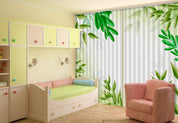 3D Watercolor Green Leaf Curtains and Drapes LQH 28- Jess Art Decoration
