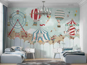 3D Playground Ferris Wheel Hot Air Balloon Wall Mural Wallpaper LQH 13- Jess Art Decoration