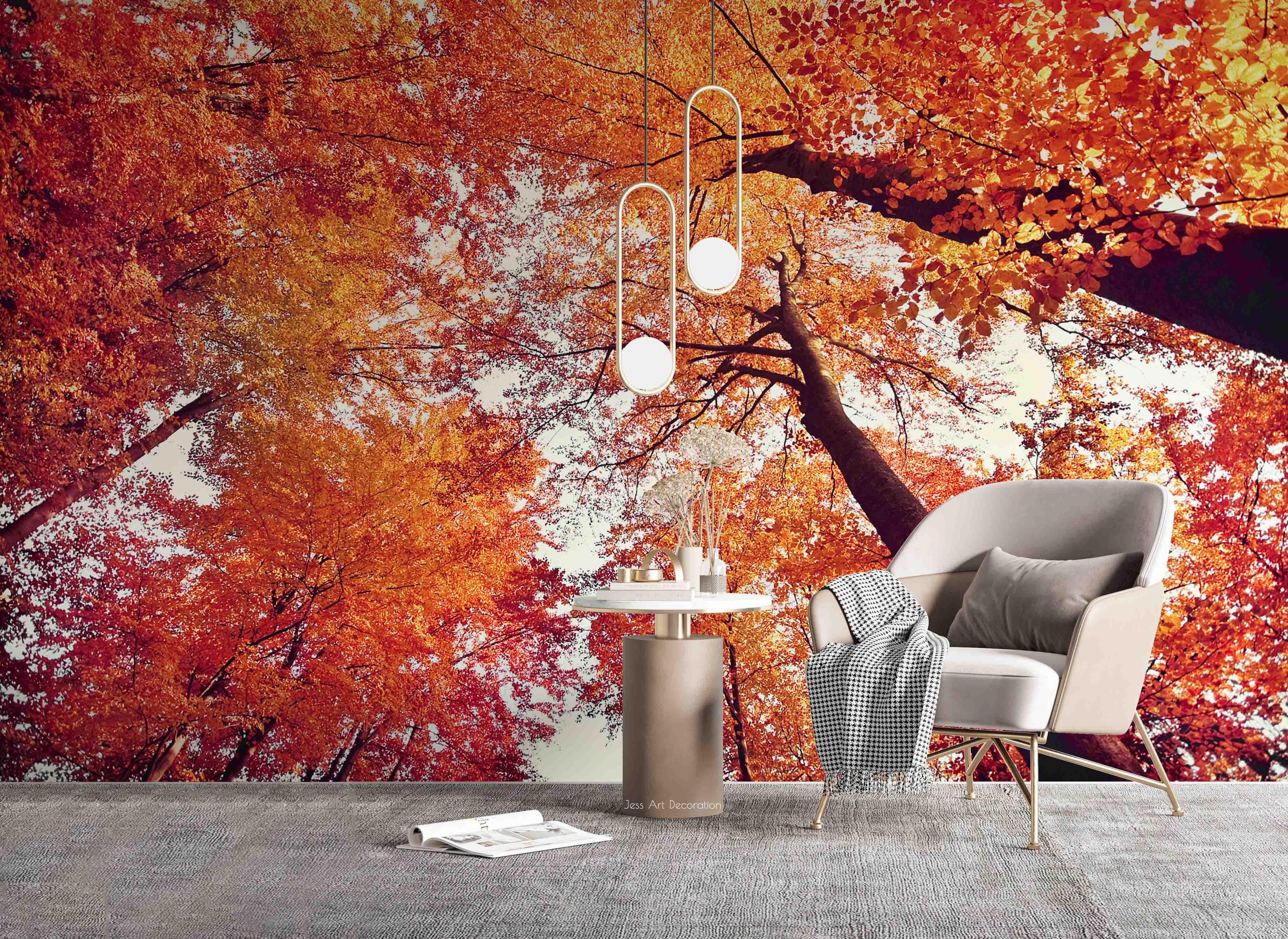 3D Plant Forest Maple Leaf Red Landscape Wall Mural Wallpaper LLL 1968- Jess Art Decoration