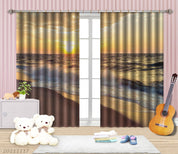 3D Sunset Sky Beach Landscape Curtains and Drapes LQH 25- Jess Art Decoration