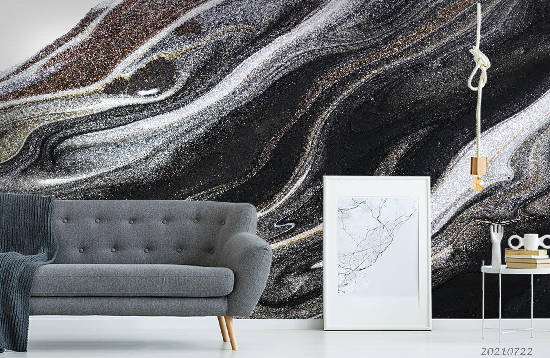 3D Abstract Black Marble Texture Wall Mural Wallpaper LQH 608 ...