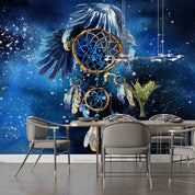3D Watercolor Dreamcatcher Eagle Blue Wall Mural Wallpaper GD 2578- Jess Art Decoration