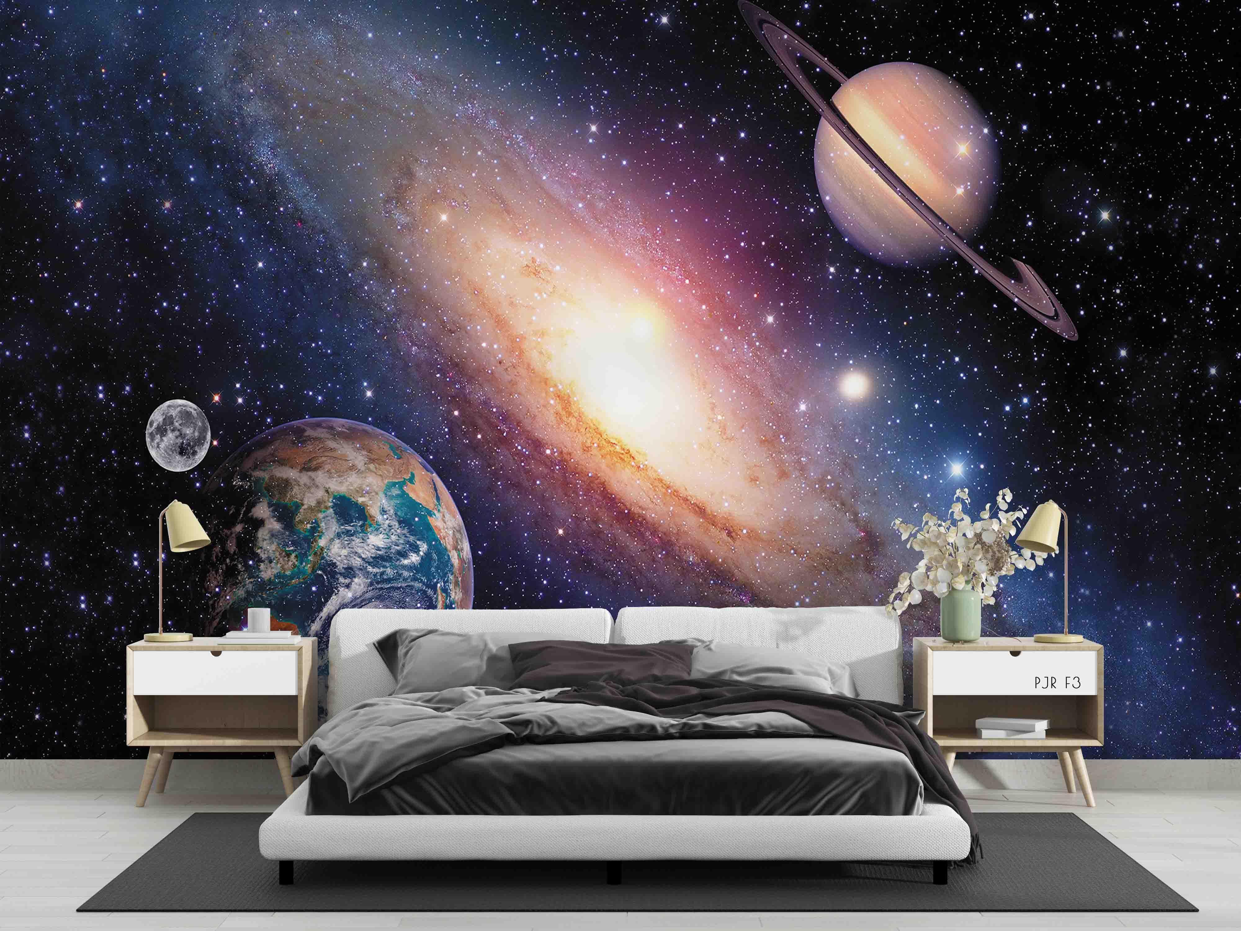 3D Nebula Saturn Space Saturn nebula space mural wall mural wallpaper for bedroom - view 4