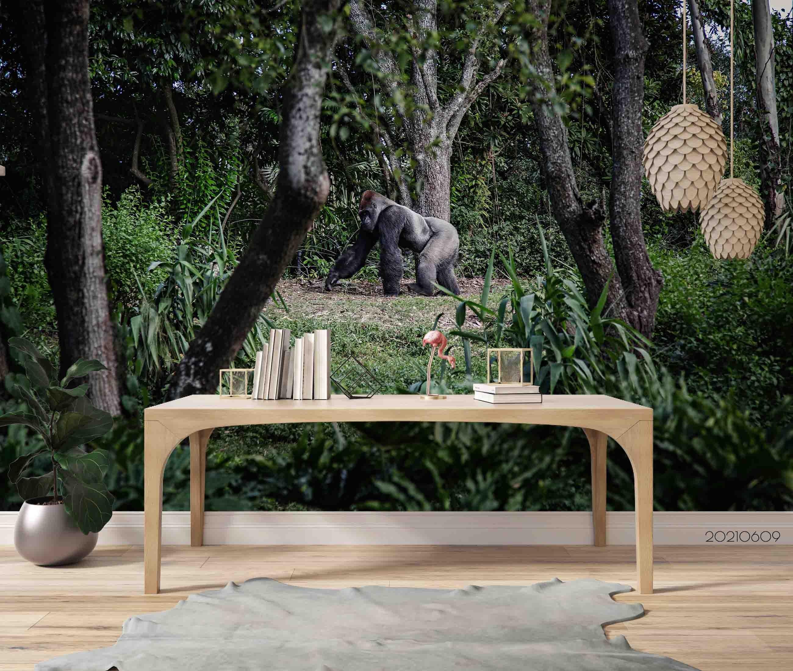 3D Forest  Chimpanzee Wall Mural Wallpaper SWW1704- Jess Art Decoration