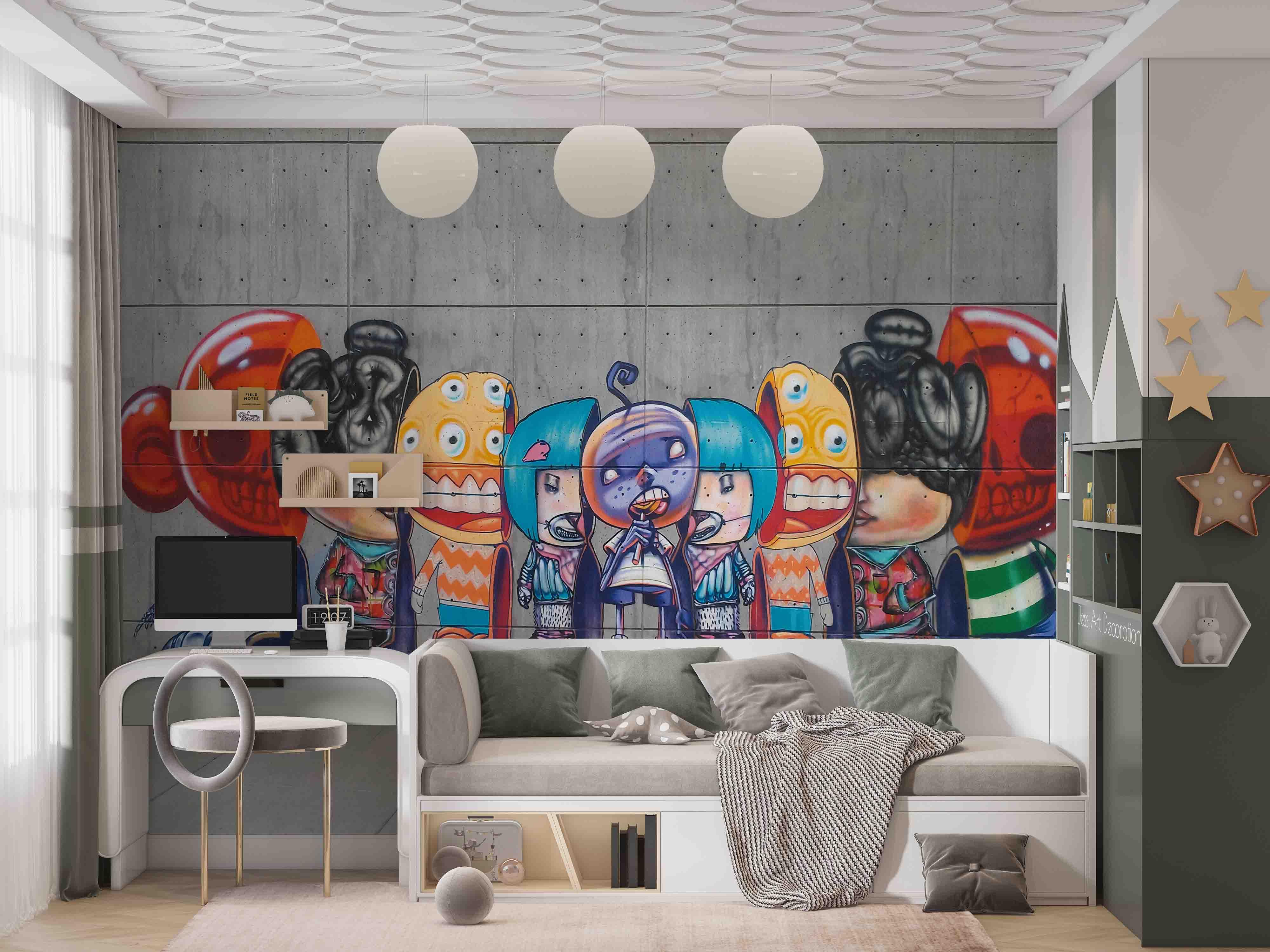 3D Colourful Monster Street Art colourful monster street art mural wall mural wallpaper for teen room - view 4