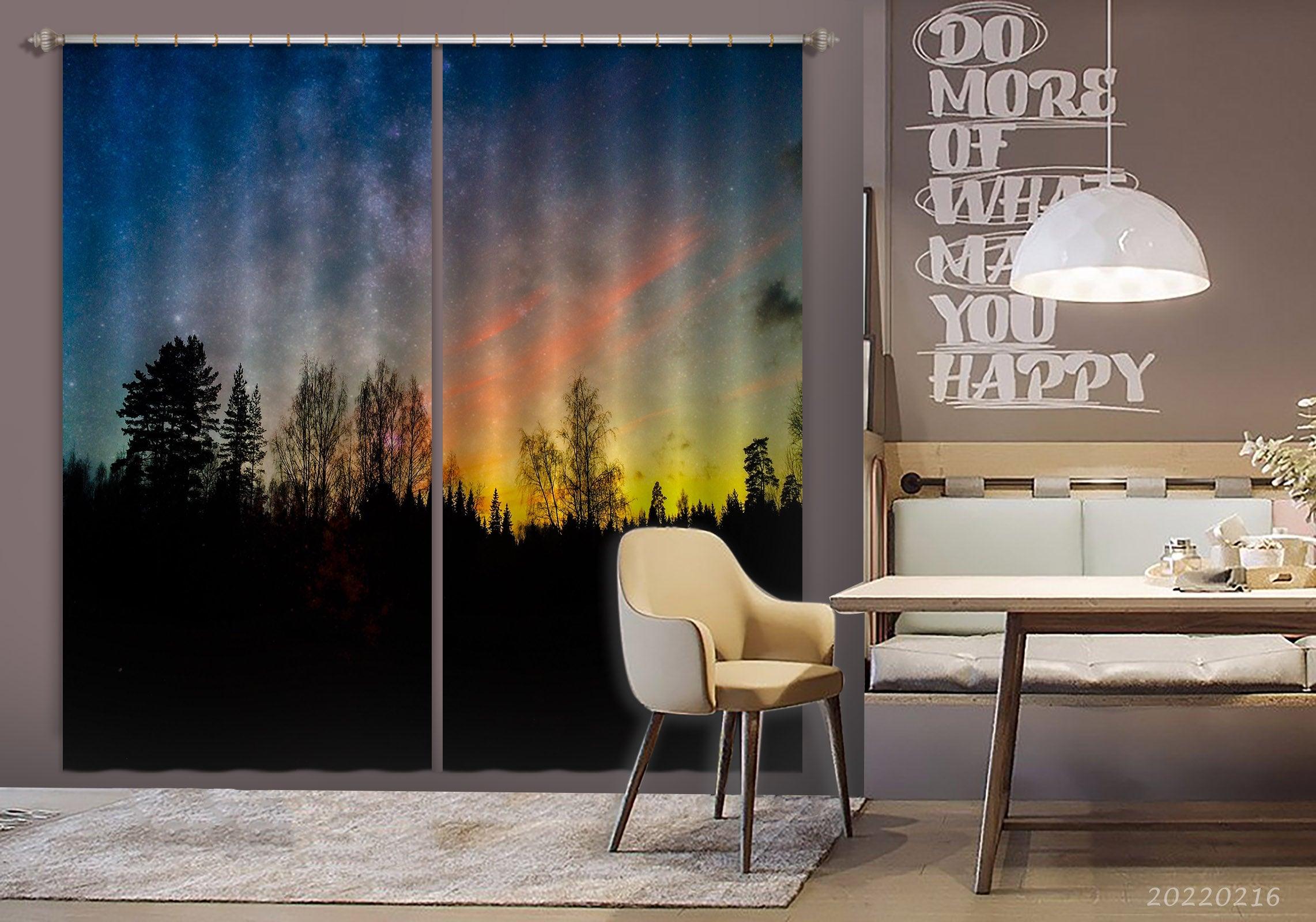3D Woods Sunrise Golden Sky View Curtains and Drapes GD 2029- Jess Art Decoration