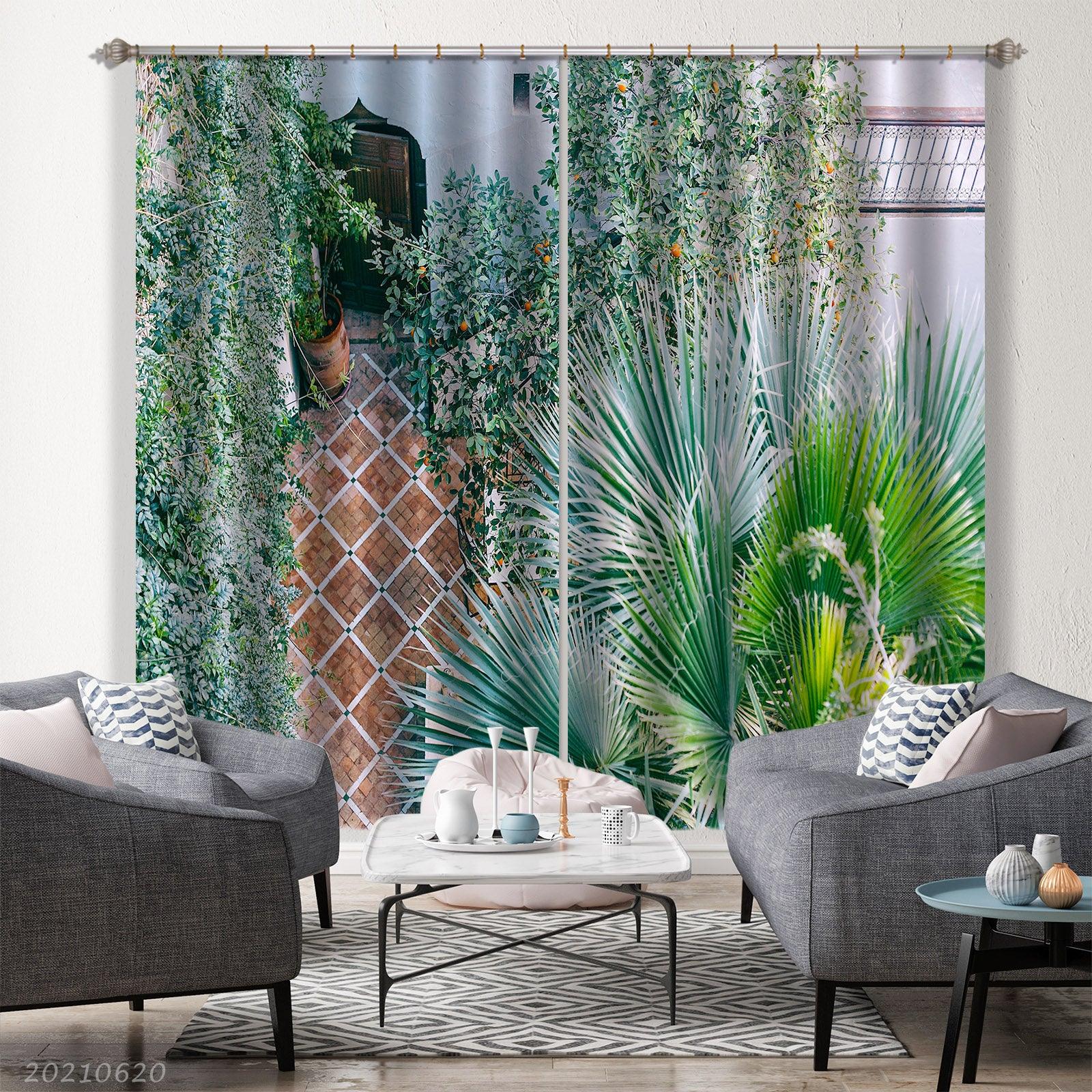 3D Garden Green Plant Leaf Curtains and Drapes GD 801- Jess Art Decoration