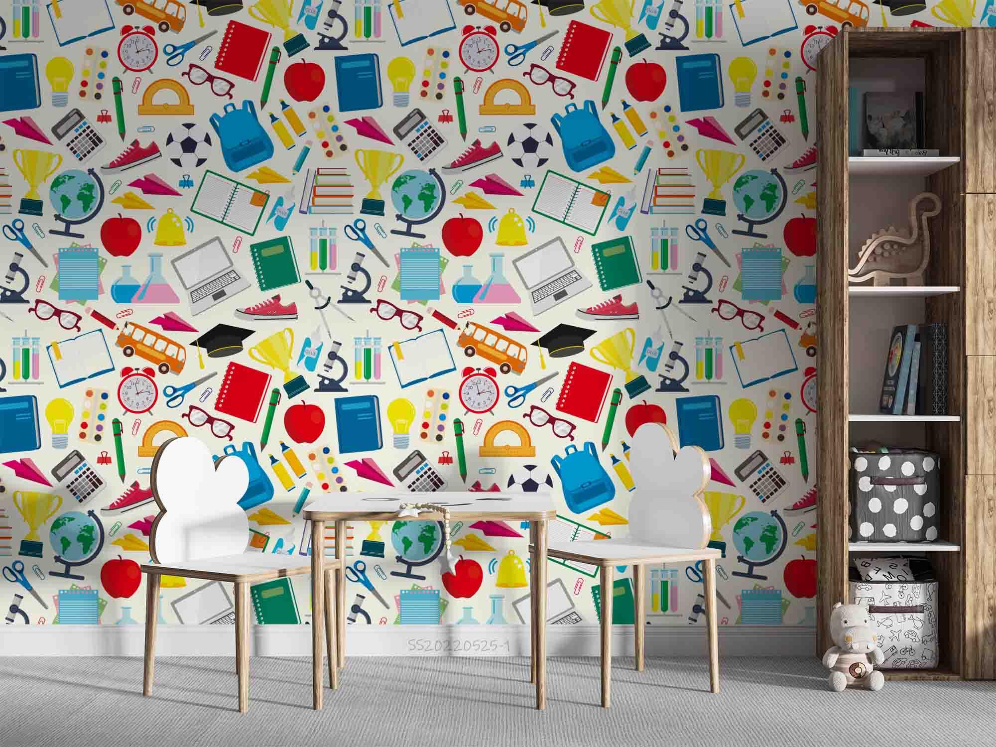 3D School Supplies Set Wall Mural Wallpaper GD 4777- Jess Art Decoration