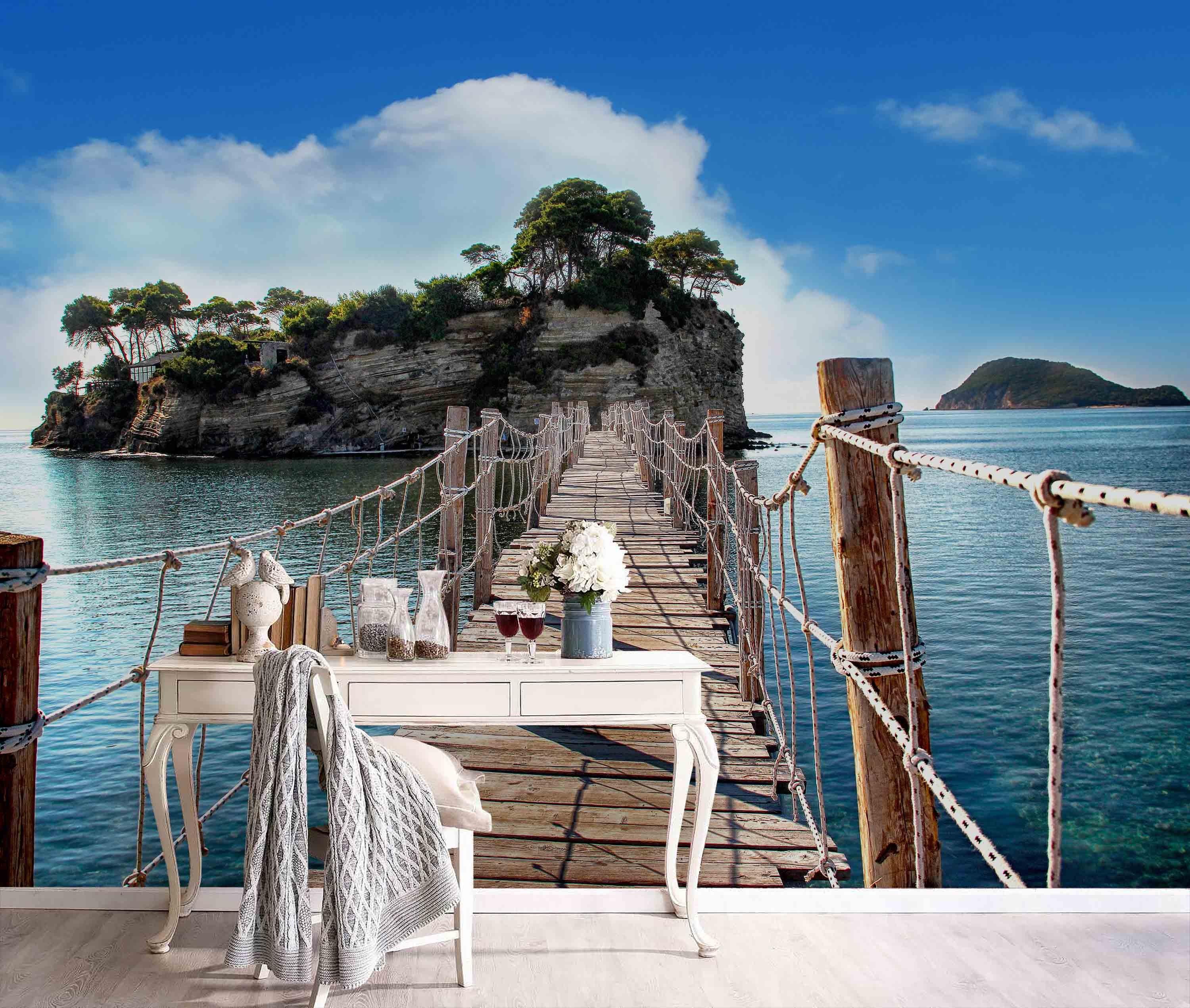 3D Island Wooden Trestle Sea Wall Mural Wallpaper 86- Jess Art Decoration