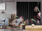 3D Retro Pink Tulip Black Curtains and Drapes GD 20- Jess Art Decoration