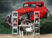 3D American Classic Chevrolet Red Car Auto Show Wall Mural Wallpaper GD 3225- Jess Art Decoration