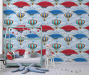 3D Hand Drawn Hot Air Balloon Spaceship Wall Mural Wallpaper LQH 136- Jess Art Decoration
