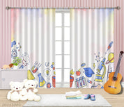 3D Cartoon School Supplies Curtains and Drapes LQH 93- Jess Art Decoration