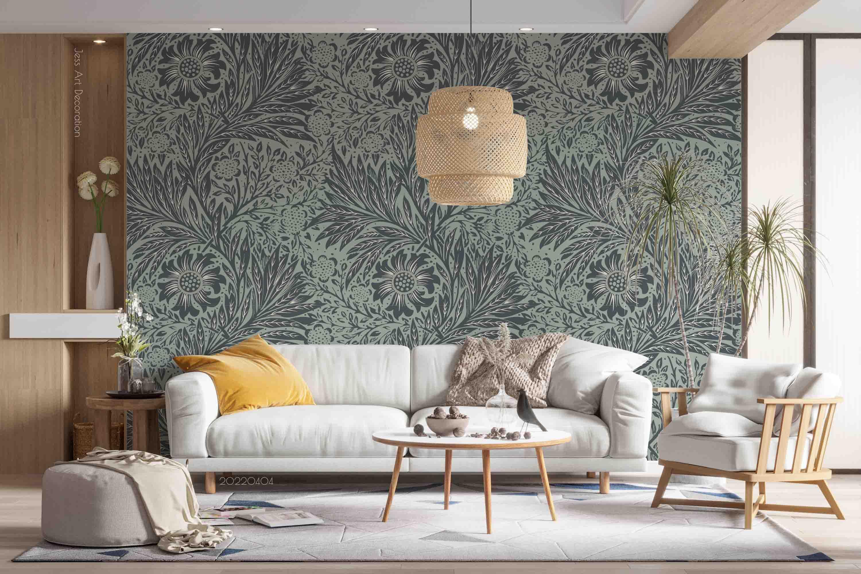 3D Vintage Plant Leaf Pattern Wall Mural Wallpaper GD 4045- Jess Art Decoration