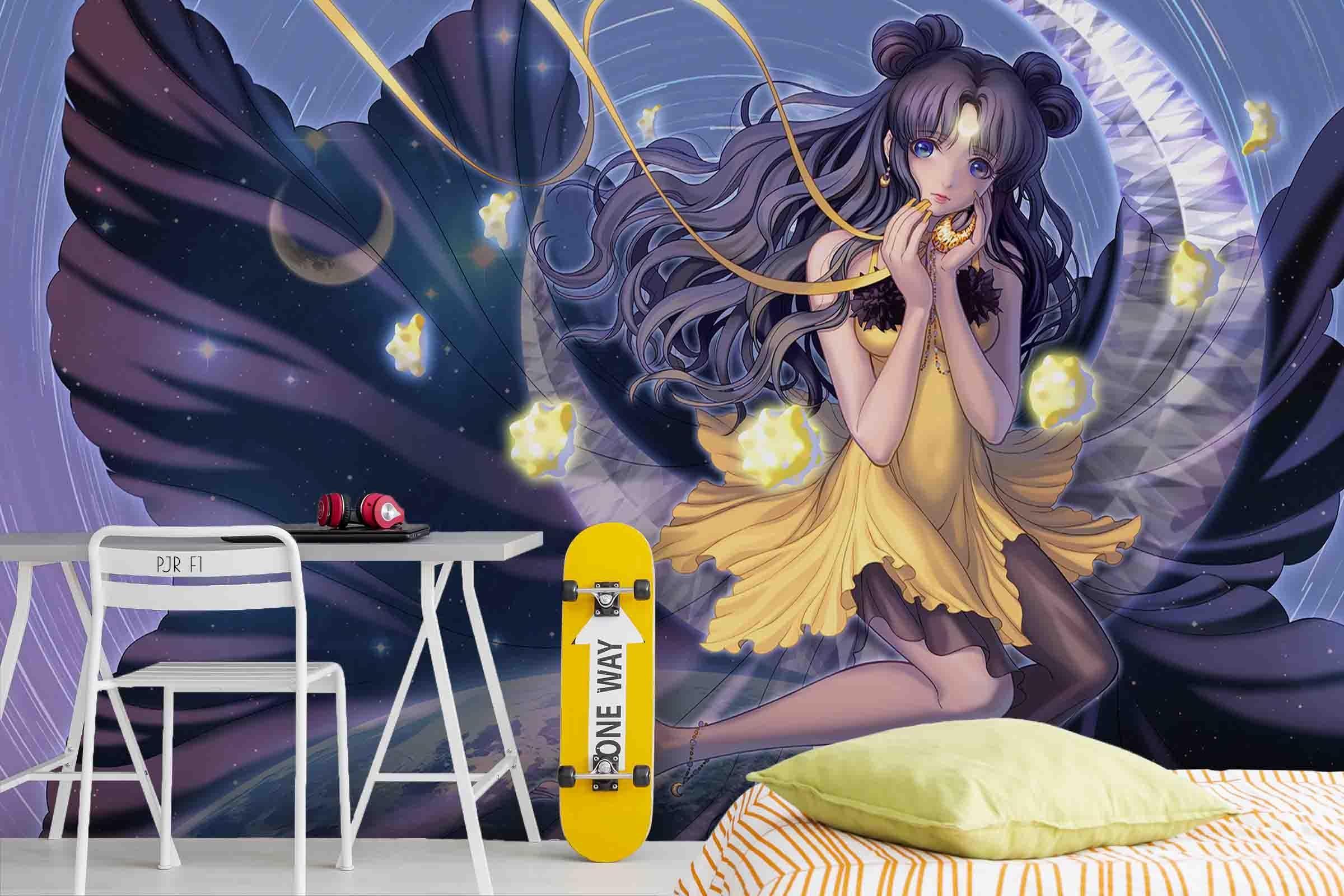3D Moon Anime Girl moon anime girl fantasy mural wall mural wallpaper for bedroom - view 4