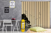3D Landscape Nature Branch Silhouette Bird Curtains and Drapes GD 3901- Jess Art Decoration
