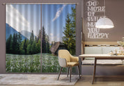 3D Green Plant Flower Log Cabin Metasequoia Curtains and Drapes GD 1536- Jess Art Decoration