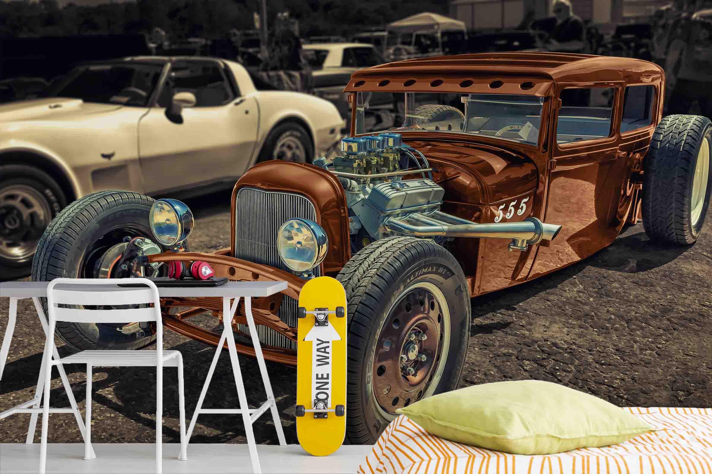 3D Vintage American Classic Car Engine Wall Mural Wallpaper GD 3243- Jess Art Decoration