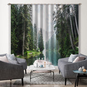 3D Green Woods River Mountain Scenery Curtains and Drapes GD 1441- Jess Art Decoration