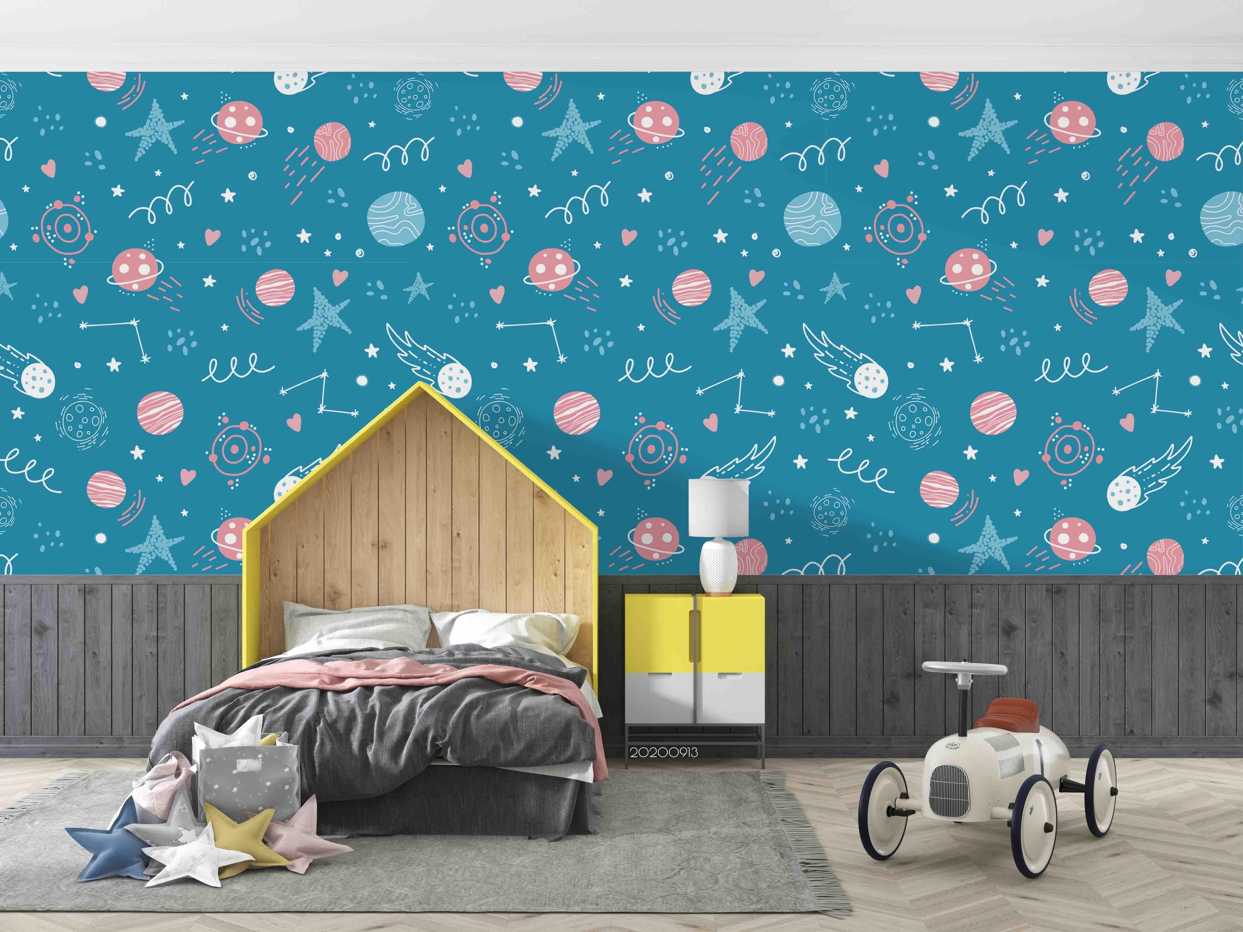 3D Blue Space Star Track Planet Sun Earth Wall Mural Wallpaper LXL- Jess Art Decoration