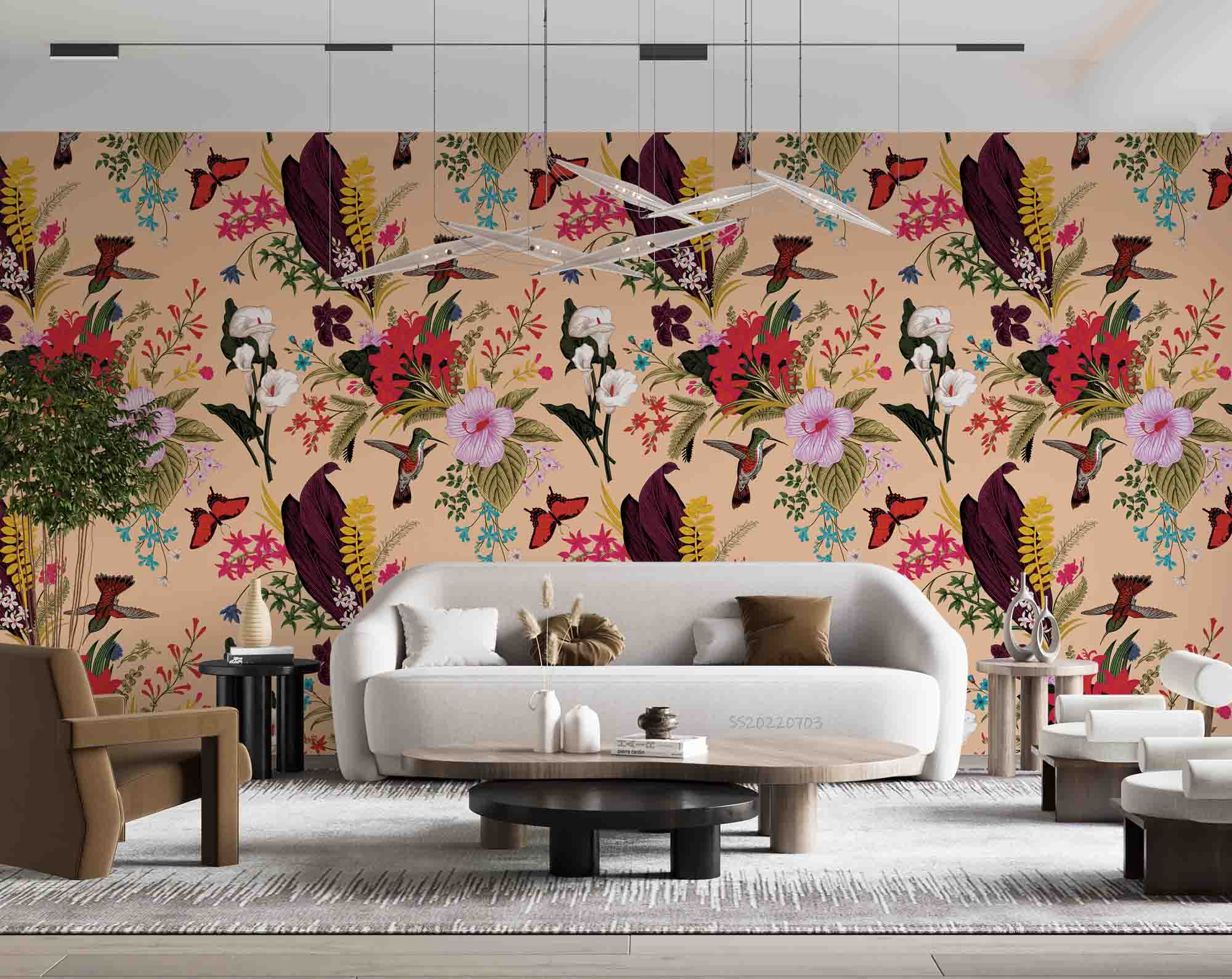 3D Vintage Colorful Floral Leaf Bird Background Wall Mural Wallpaper GD 1017- Jess Art Decoration