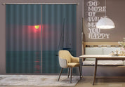 3D Yacht Ocean Golden Sun Red Sky Curtains and Drapes GD 1012- Jess Art Decoration