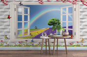 3D Window Ranbow Tree Sky Wall Mural Wallpaper 17- Jess Art Decoration
