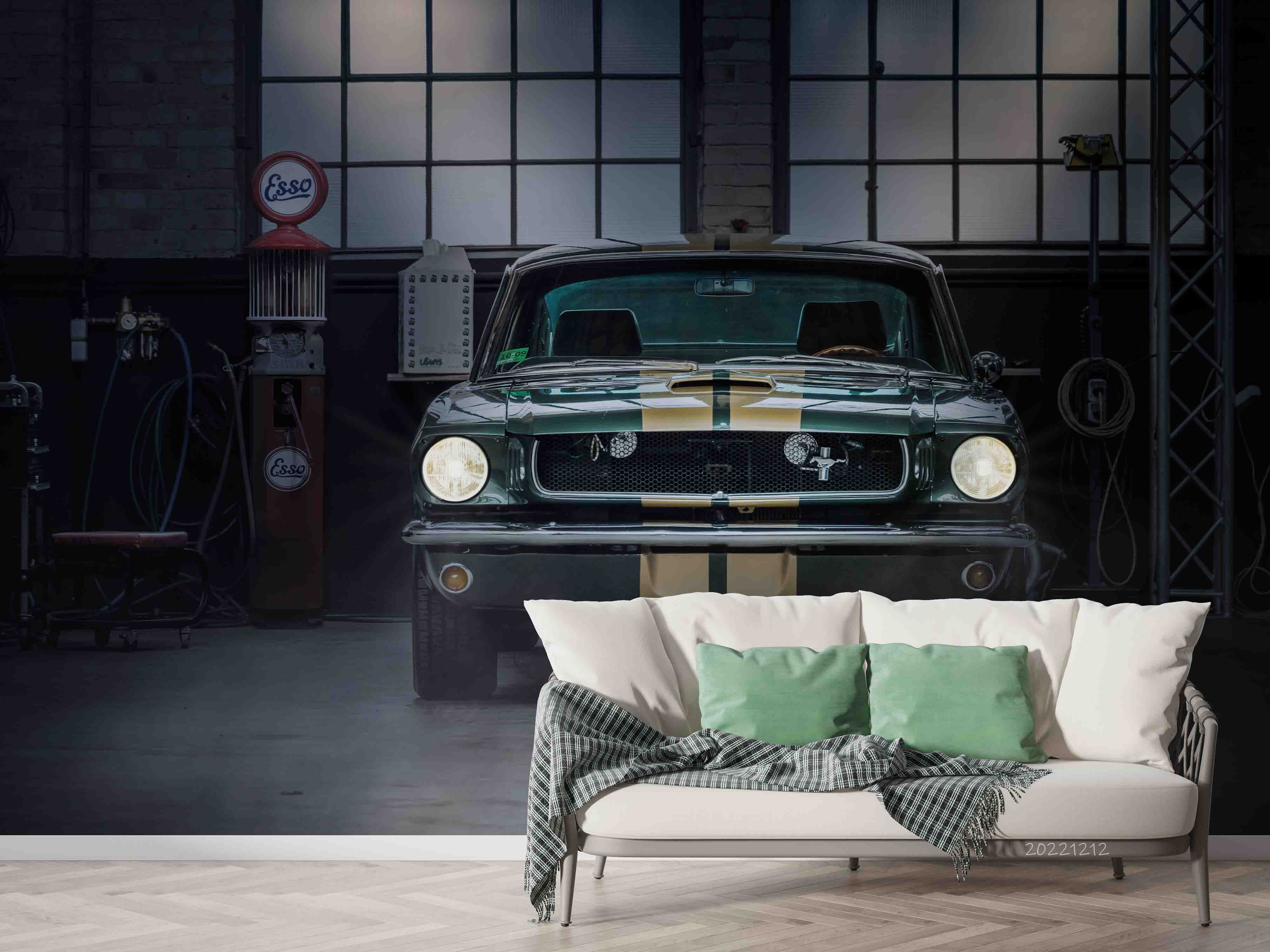 3D Ford Mustang Garage Wall Mural Wallpaper GD 1799- Jess Art Decoration