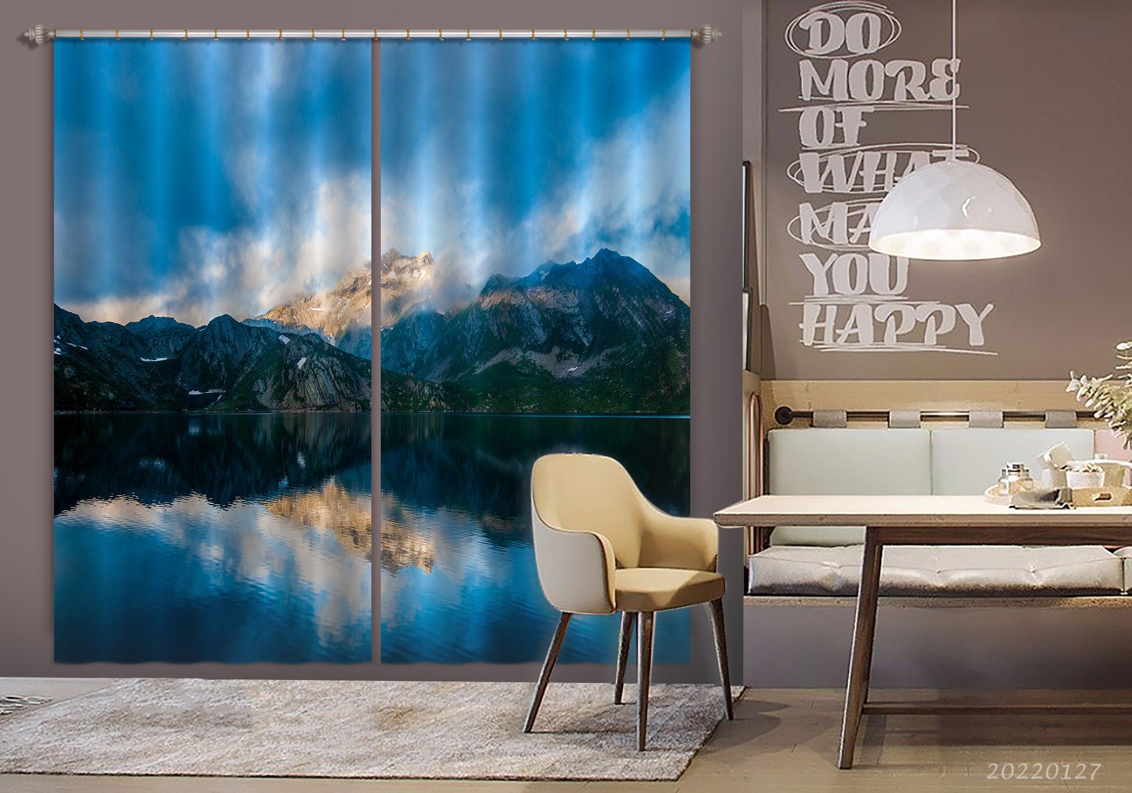 3D Mountain Lake Fog Curtains and Drapes GD 1538- Jess Art Decoration