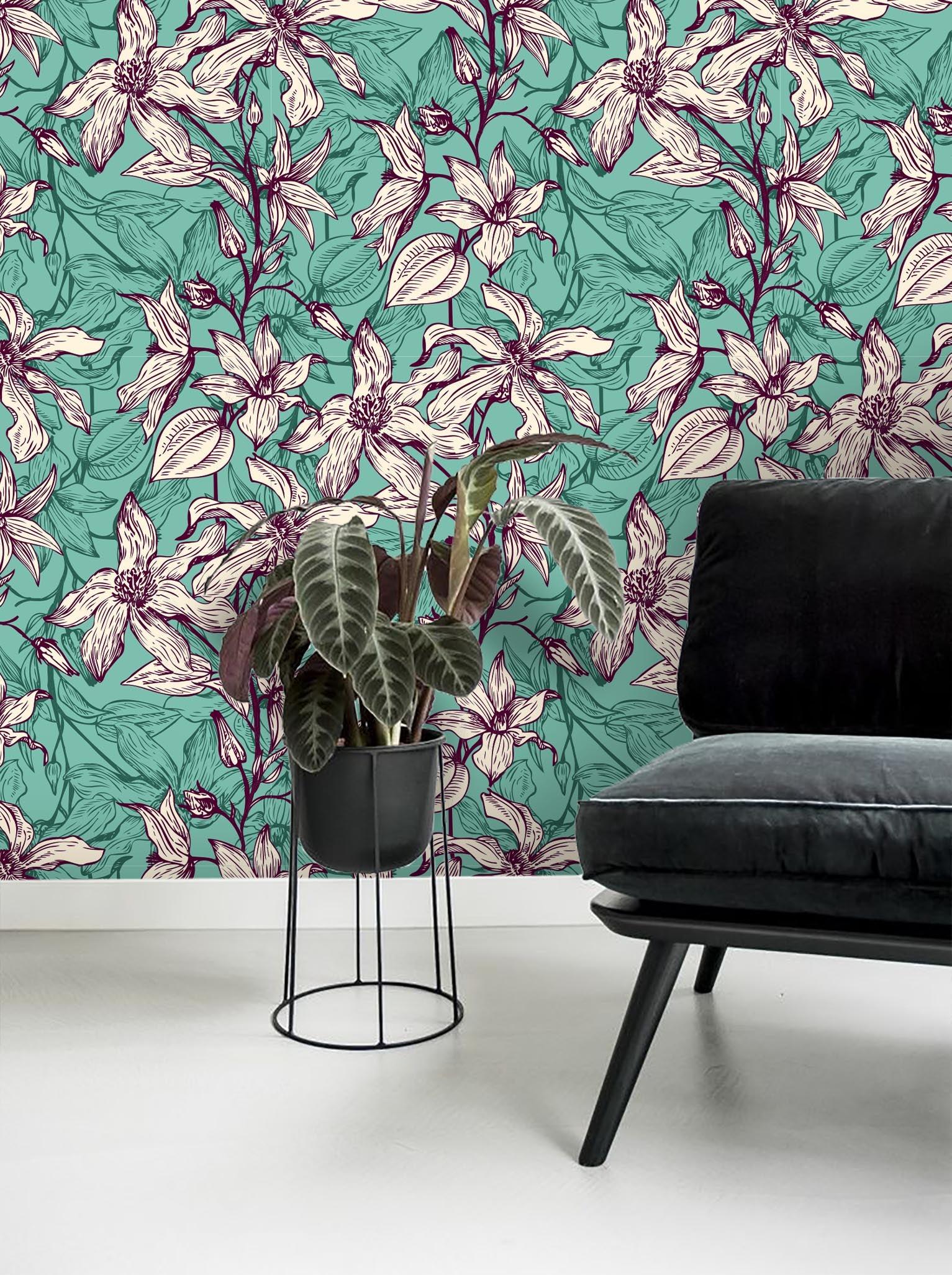 3D Green Flower Pattern Wall Mural Wallpaper 46- Jess Art Decoration