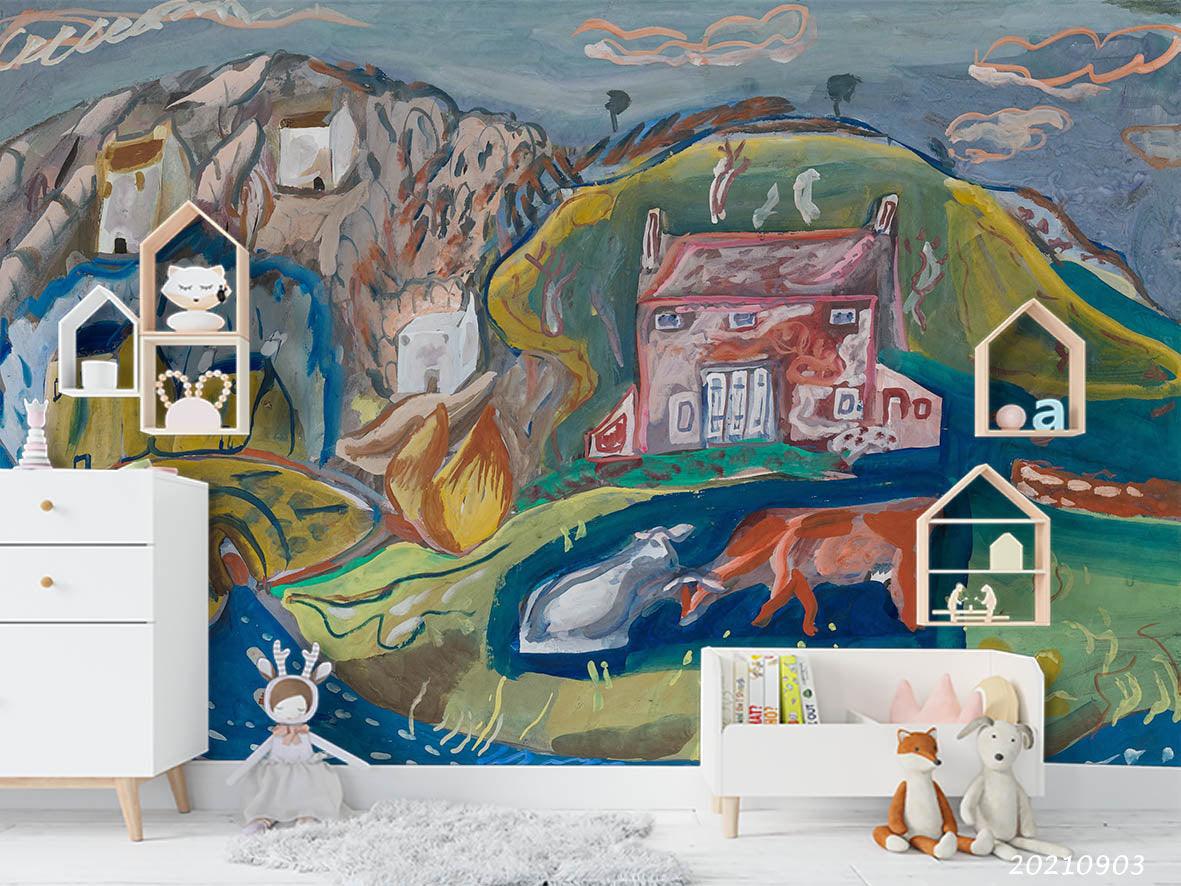 3D Hand Drawn Castle Building Wall Mural Wallpaper LQH 118- Jess Art Decoration