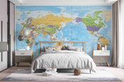 3D Blue World Map Wall Mural Wallpaper LQH 568- Jess Art Decoration