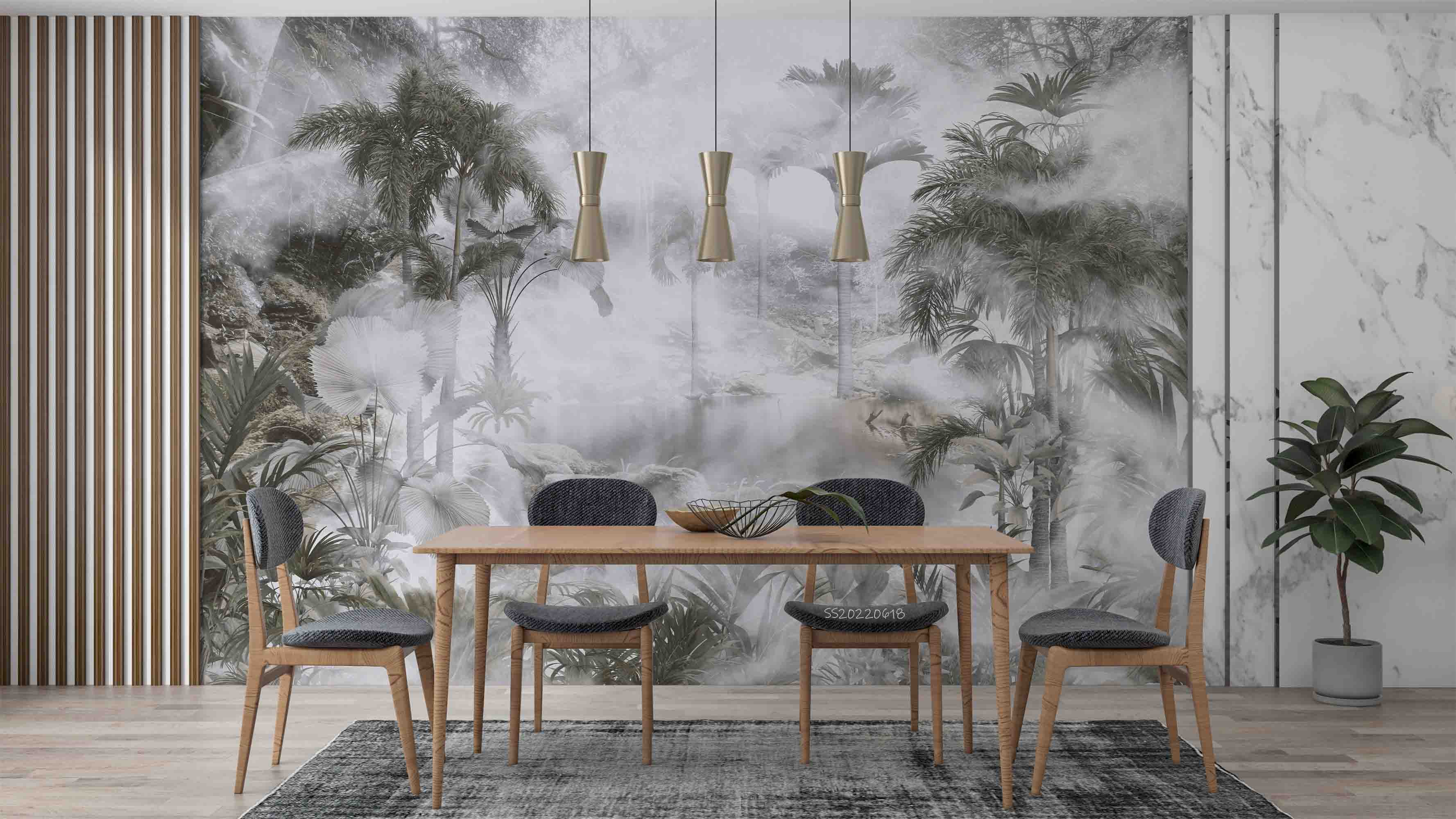 3D Tropical Jungle Plant Palm Tree Misty Wall Mural Wallpaper GD 859- Jess Art Decoration