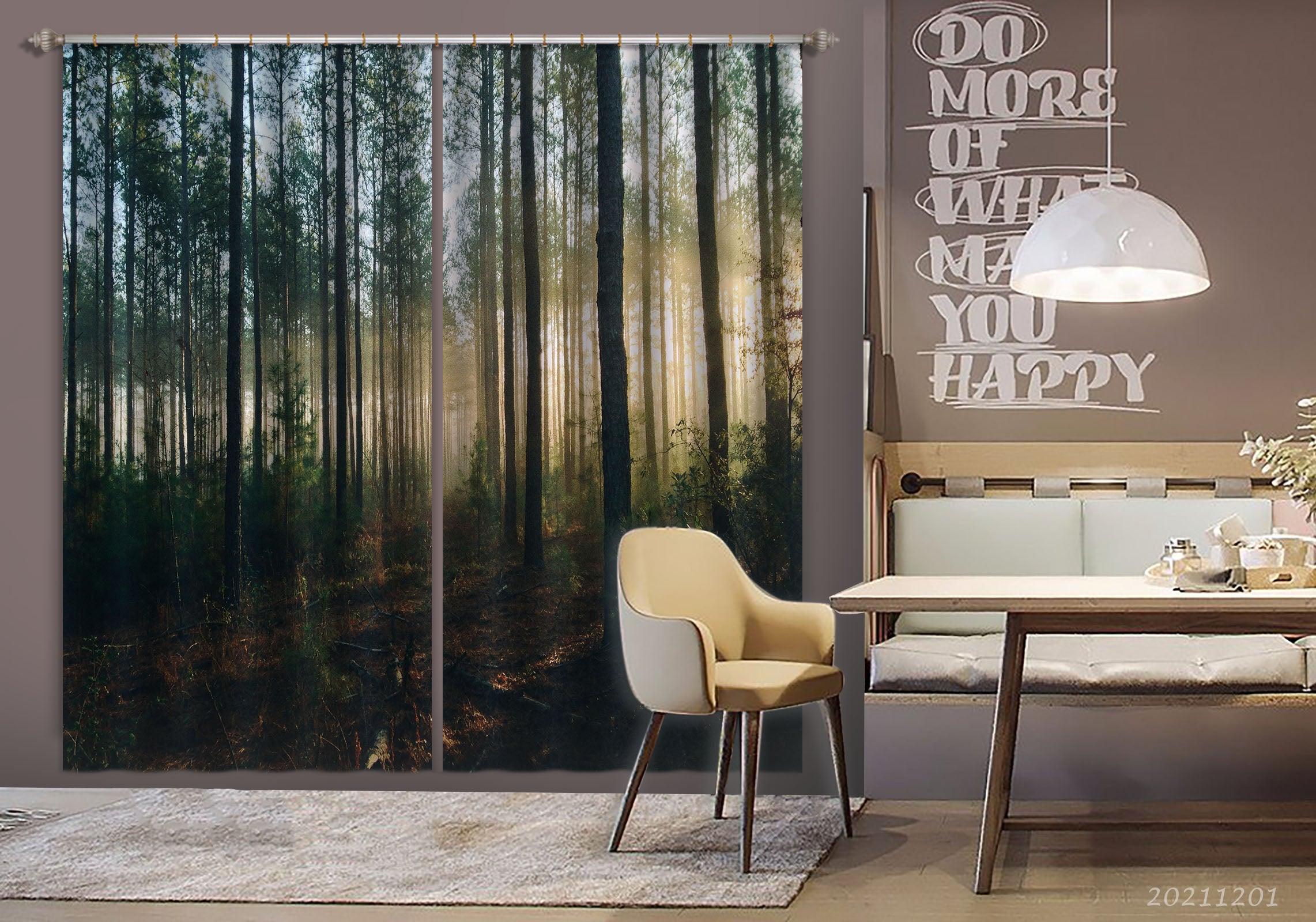 3D Landscape Plant Forest Green Sunshine Curtains and Drapes LLL 14- Jess Art Decoration