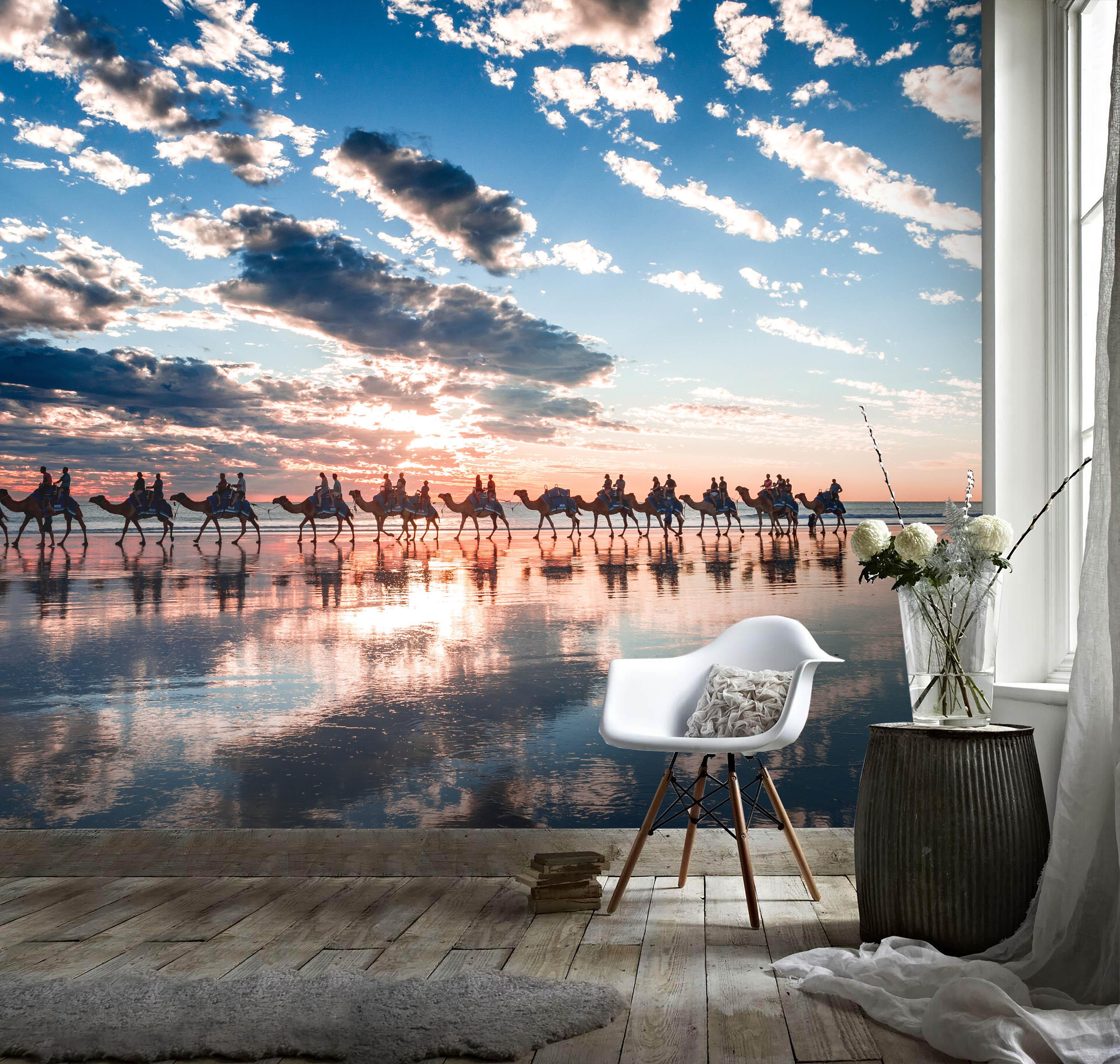 3D Beach Camel Wall Mural Wallpaper 109- Jess Art Decoration