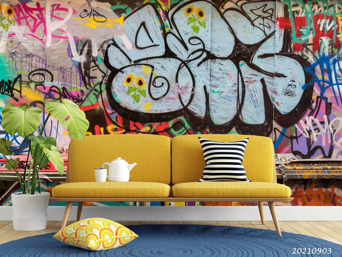 3D Abstract Colored Street Graffiti Wall Mural Wallpaper LQH 112- Jess Art Decoration