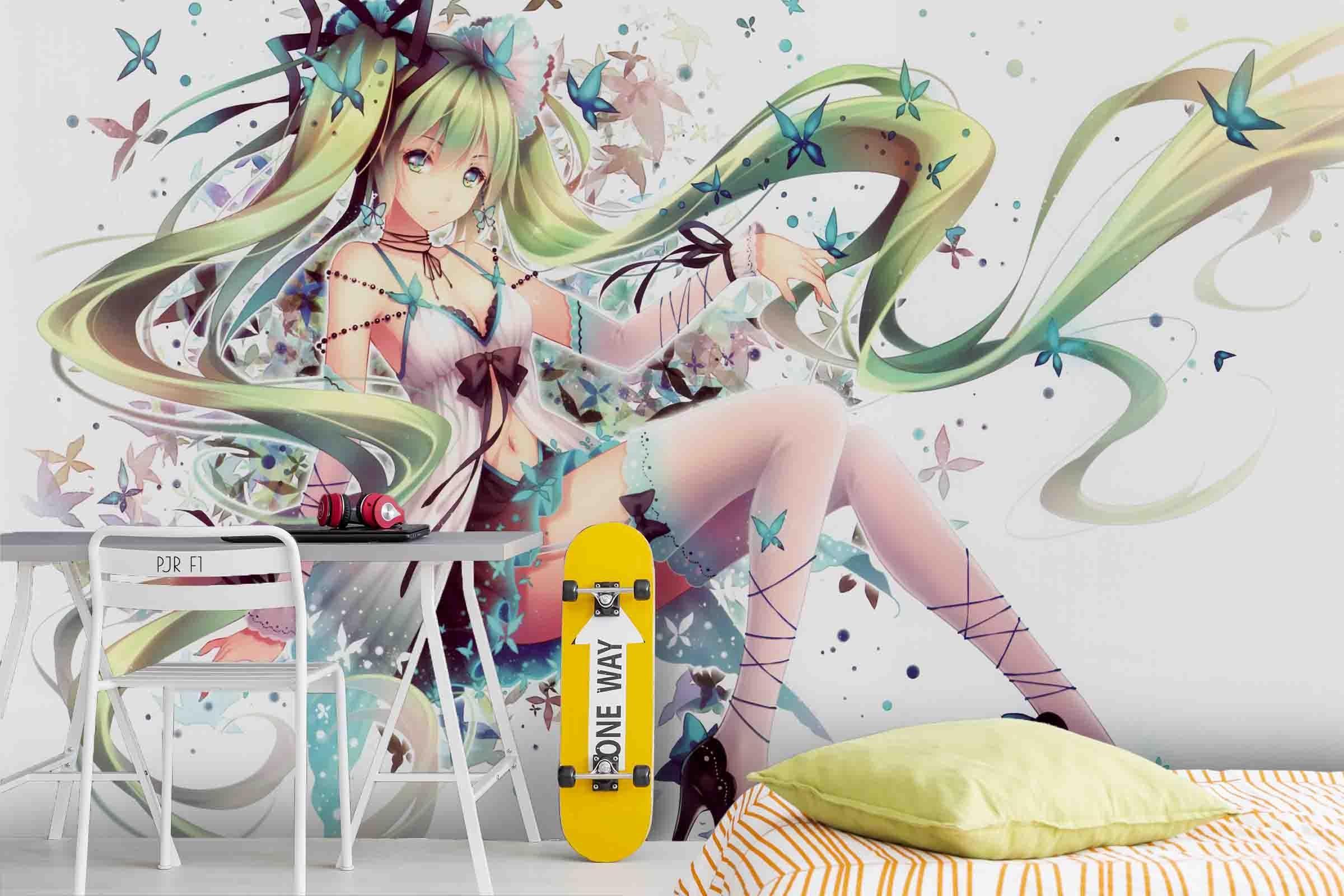 3D Butterfly Anime Girl butterfly anime girl mural wall mural wallpaper for teen room - view 4