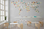 3D Cartoon World Map Wall Mural Wallpaper LQH 113- Jess Art Decoration