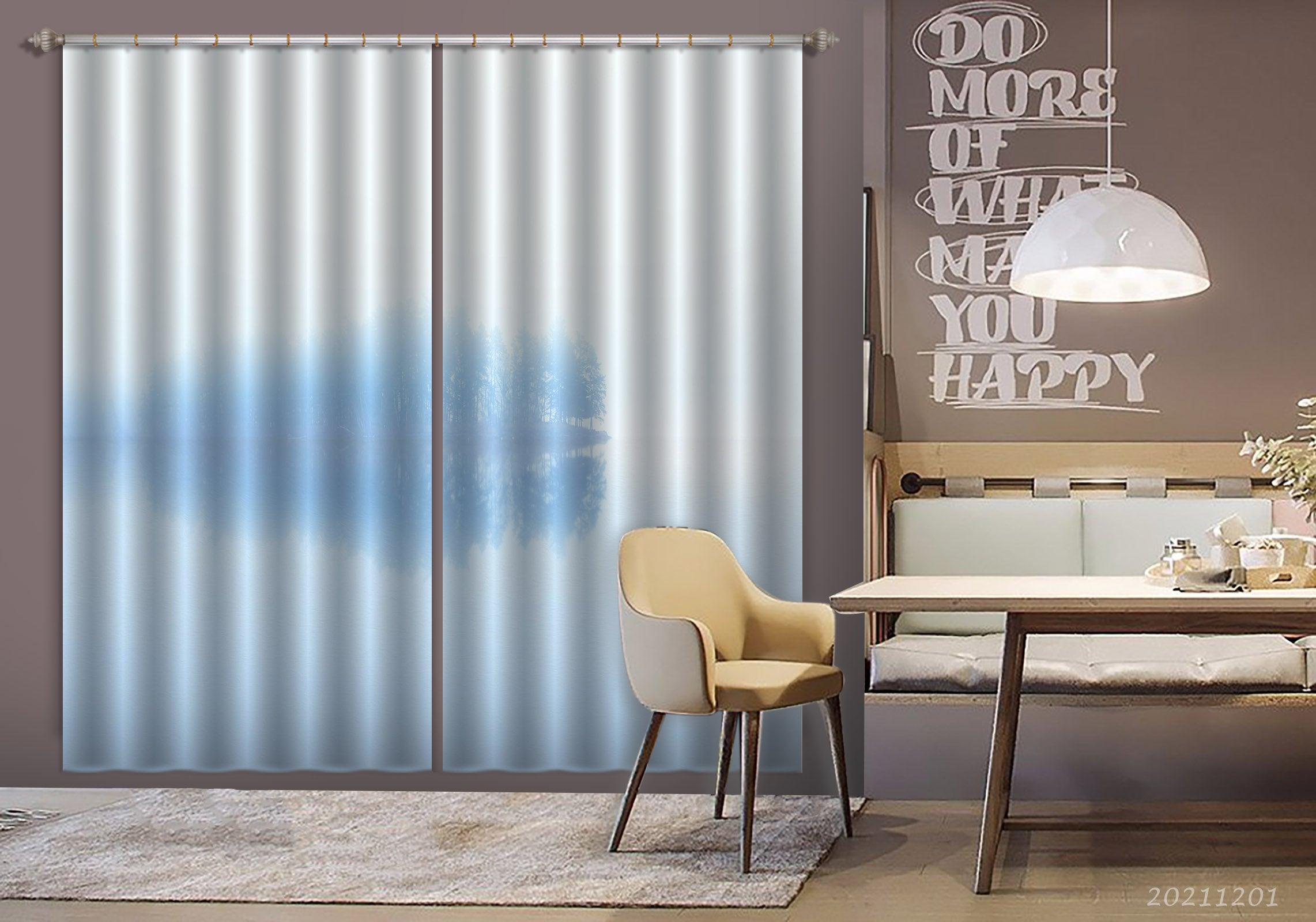 3D Abstract Lake Plant Tree Reflection Curtains and Drapes LLL 81- Jess Art Decoration