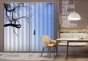 3D Branch Bird Blue Sky Scenery Curtains and Drapes GD 2565- Jess Art Decoration