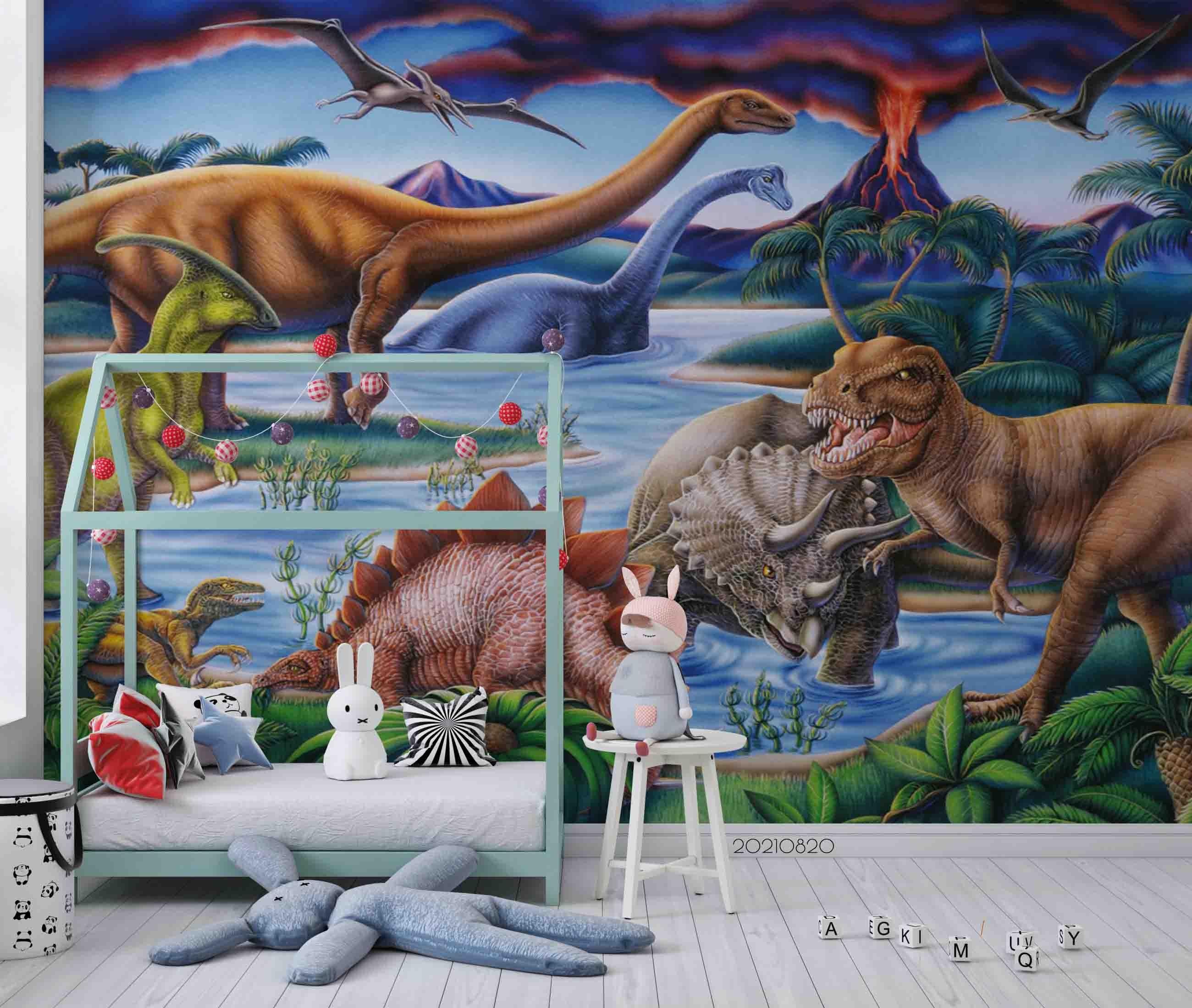 3D Dinosaur Jurassic Park Wall Mural Wallpaper LQH 408- Jess Art Decoration